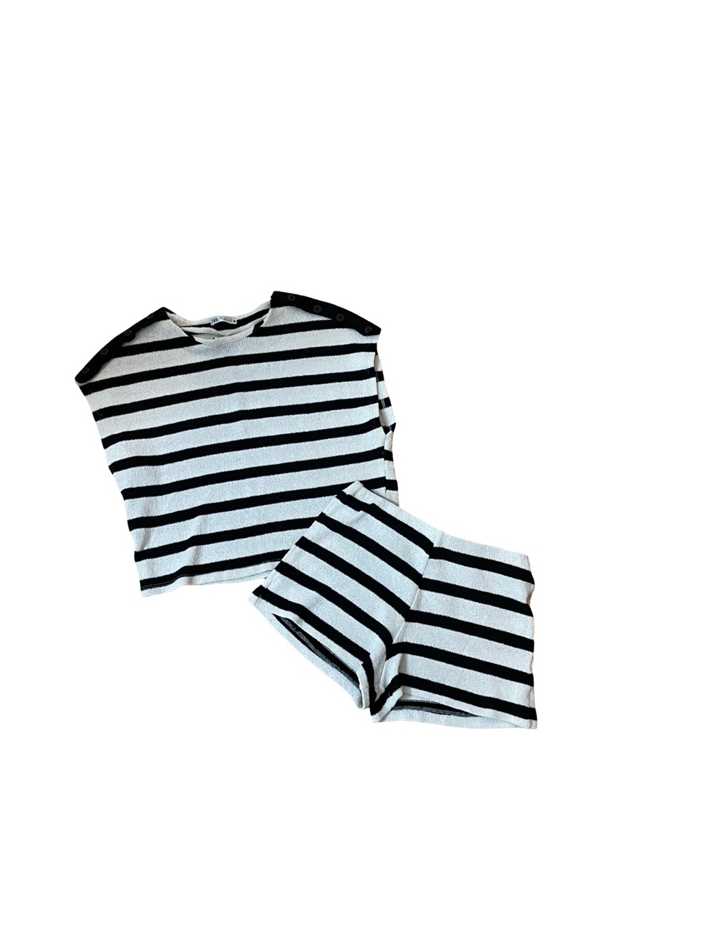 ZARA Cream and Black Striped Sweater Set